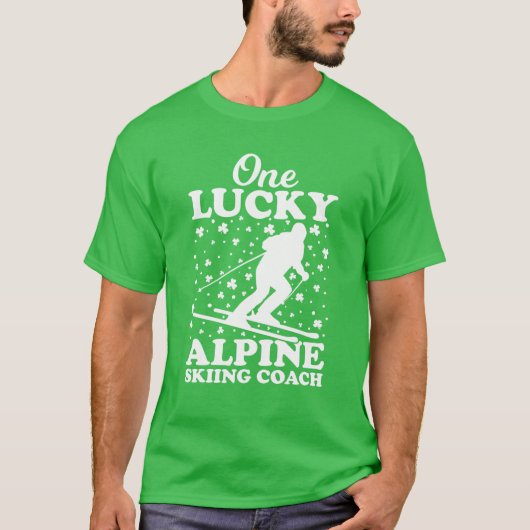 Eén Lucky Alpine Skiing Coach St. Patrick's Day T-shirt (Voorkant)