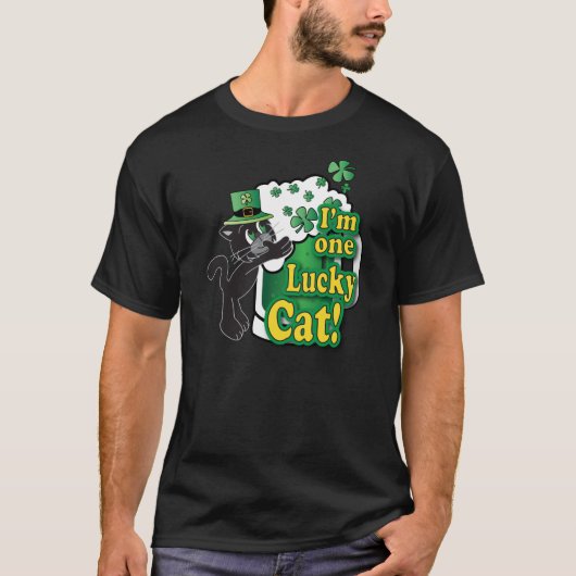 Een 🍀 Lucky Beer Drink Irish Cat T-shirt (Voorkant)