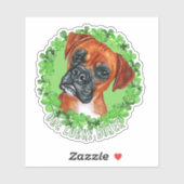 Eén Lucky Boxer Funny St. Patrick Dog Sticker (Vel)