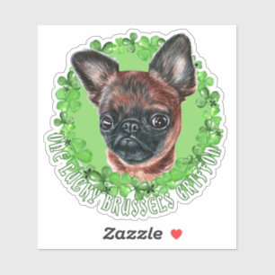 Een Lucky Brussels Griffon Funny St. Patrick Dog Sticker