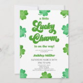 Een Lucky Charm Green Clover Baby shower Kaart (Voorkant)