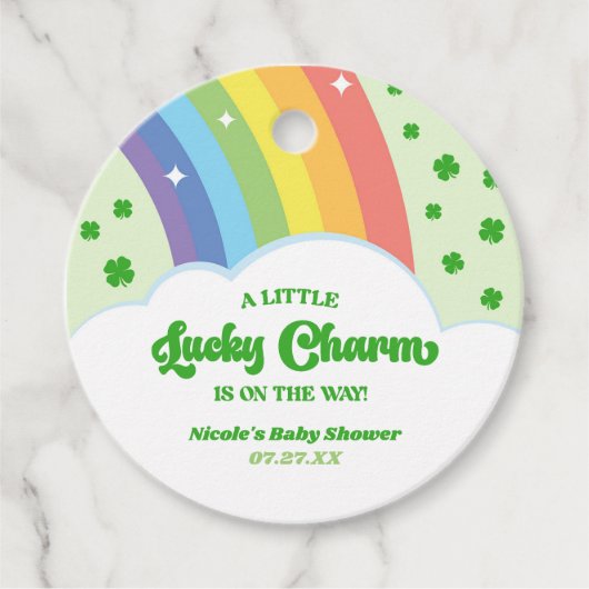 Een Lucky Charm St. Patrick's Day Baby shower Bedankjes Labels (Voorkant)