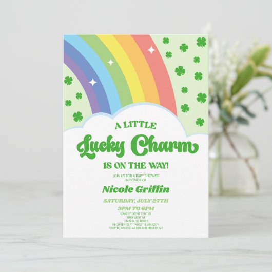 Een Lucky Charm St. Patrick's Day Baby shower Kaart (Staand voorkant)