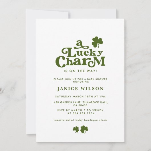Een Lucky Charm St. Patrick's Day Baby shower Kaart (Voorkant)