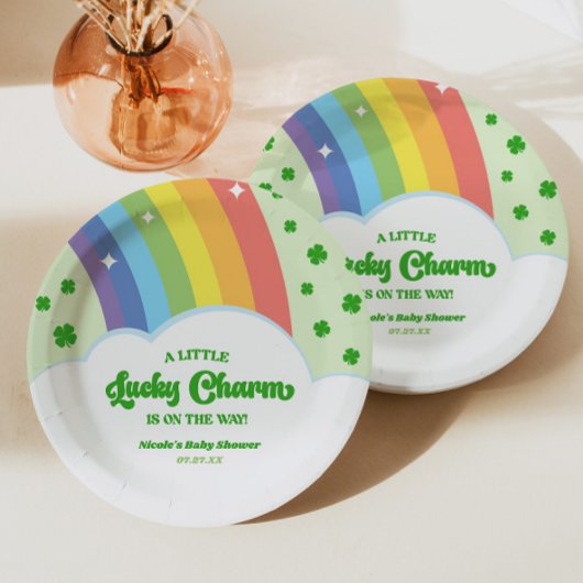 Een Lucky Charm St. Patrick's Day Baby shower Papieren Bordje