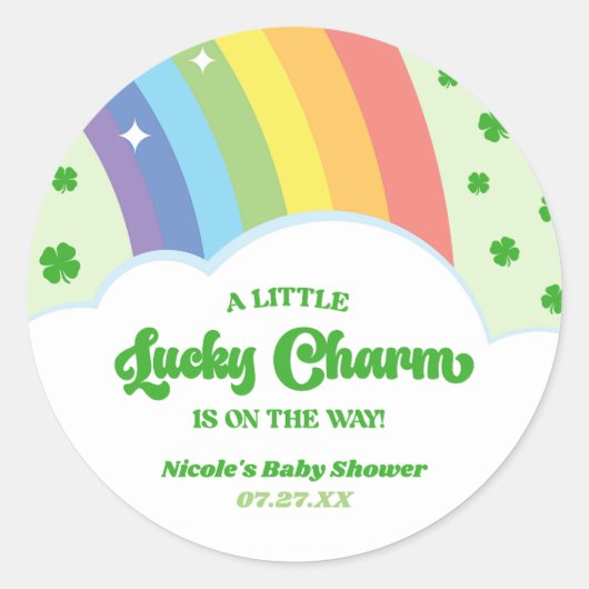 Een Lucky Charm St. Patrick's Day Baby shower Ronde Sticker (Voorkant)