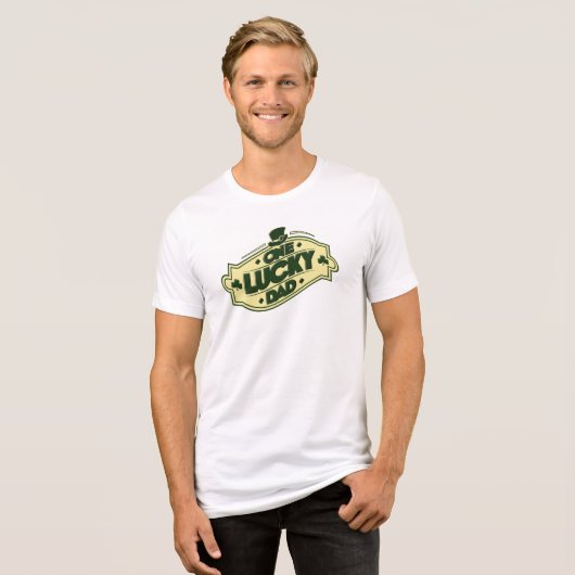 Een Lucky Dad Clover Leaf Vaderdag Tri-Blend Shirt (Voorkant volledig)