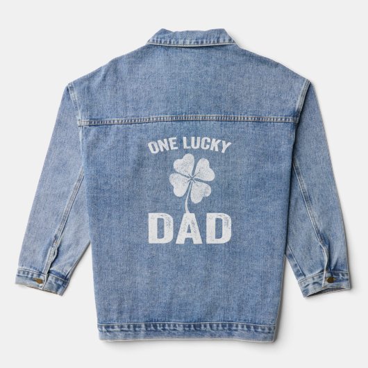 Eén Lucky Dad Funny Father Irish C St Patrick's Da Denim Jacket (Achterkant)