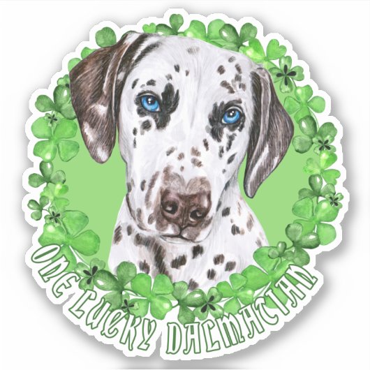 Een Lucky Dalmatian Funny St. Patrick Dog Sticker (Voorkant)