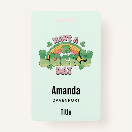 Een Lucky Day Retro Typografie Badge (Achterkant)