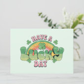 Een Lucky Day Retro Typografie Bedankkaart (Staand voorkant)