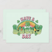 Een Lucky Day Retro Typografie Bedankkaart (Voorkant / Achterkant)