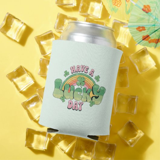 Een Lucky Day Retro Typografie Blikjeskoeler (Insitu Zomer)