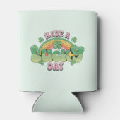 Een Lucky Day Retro Typografie Blikjeskoeler (Achterkant)