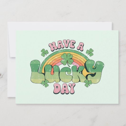 Een Lucky Day Retro Typografie Feestdagenkaart (Voorkant)