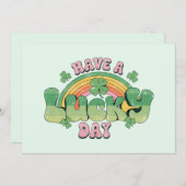 Een Lucky Day Retro Typografie Feestdagenkaart (Voorkant / Achterkant)