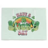 Een Lucky Day Retro Typografie Groot Cadeauzakje (Voorkant)