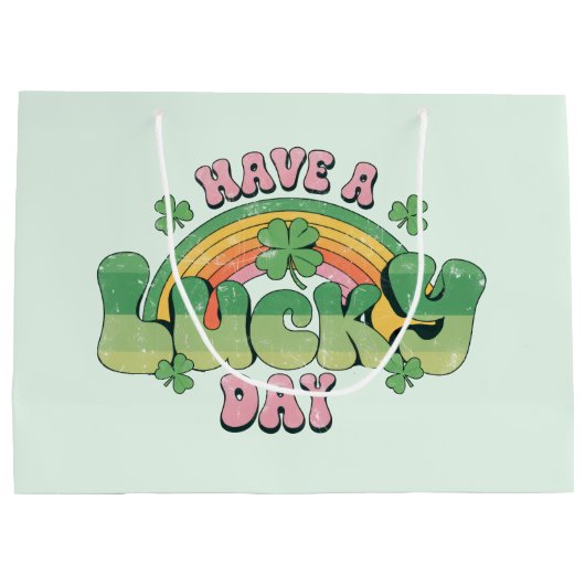 Een Lucky Day Retro Typografie Groot Cadeauzakje (Achterkant)