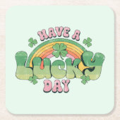 Een Lucky Day Retro Typografie Kartonnen Onderzetters (Voorkant)