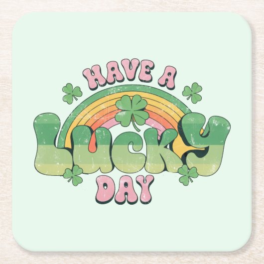 Een Lucky Day Retro Typografie Kartonnen Onderzetters (Voorkant)