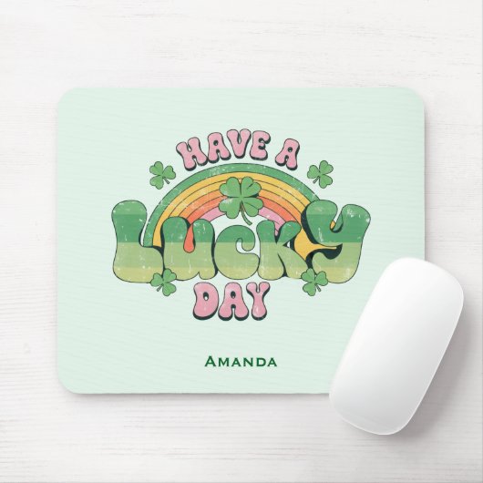 Een Lucky Day Retro Typografie Muismat (Met muis)