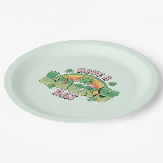 Een Lucky Day Retro Typografie Papieren Bordje (Gekanteld)