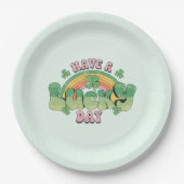 Een Lucky Day Retro Typografie Papieren Bordje (Voorkant)