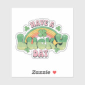 Een Lucky Day Retro Typografie Sticker (Vel)