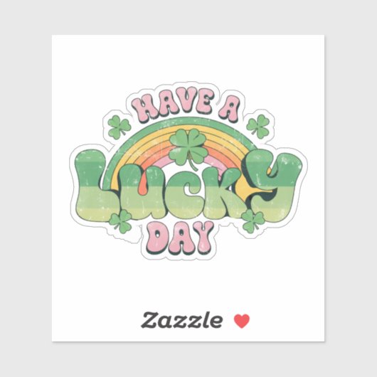 Een Lucky Day Retro Typografie Sticker (Vel)