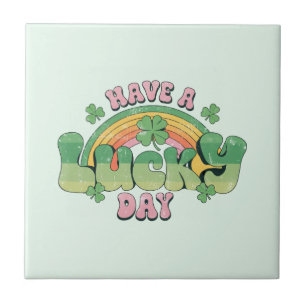 Een Lucky Day Retro Typografie Tegeltje