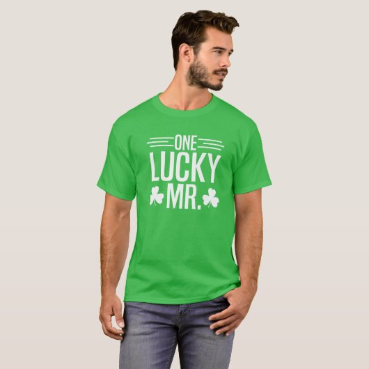 Een Lucky de heer St. Patricks Day Irish Shamrock T-shirt (Voorkant volledig)