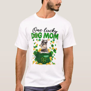 Eén Lucky Dog mama Funny Schnauzer Mam St Patricks T-shirt