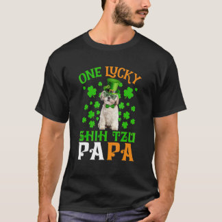Een Lucky Dog Papa CREAM Shih Tzu Dad St Patricks T-shirt