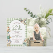 Een Lucky Duck Ballon 1e Verjaardag Foto Kaart (Staand voorkant)