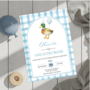 Een Lucky Duck Blauwe Verjaardag Kaart