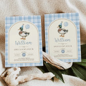 Een Lucky Duck Blue Balloon Boy 1e verjaardag Kaart