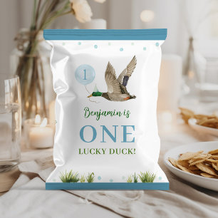 Een Lucky Duck Boy Verjaardag Chip Bag Wrapper Flyer