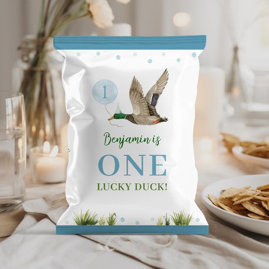 Een Lucky Duck Boy Verjaardag Chip Bag Wrapper Flyer