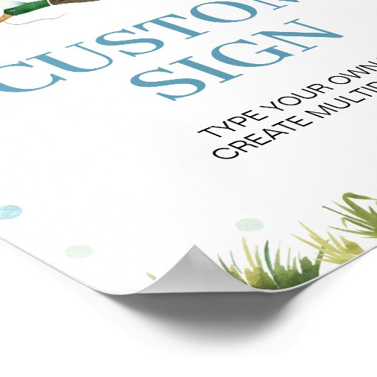 Een Lucky Duck Boy Verjaardag Party Tafel Teken Poster (Hoek)