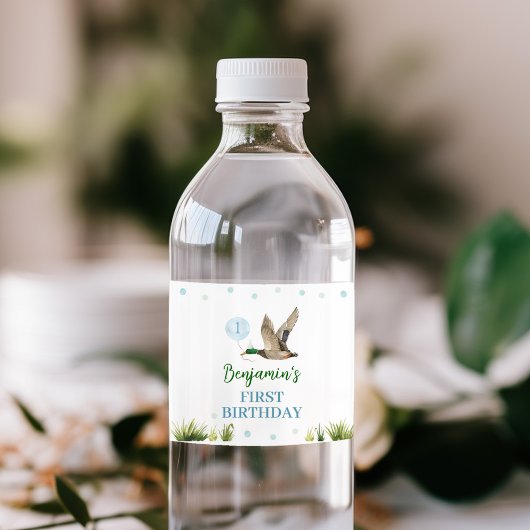 Een Lucky Duck Boy Verjaardag Water Bottle Label Waterfles Etiket