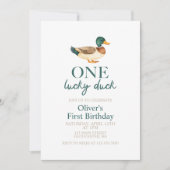 Eén Lucky Duck eerste verjaardag Kaart (Voorkant)