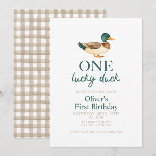 Eén Lucky Duck eerste verjaardag Kaart