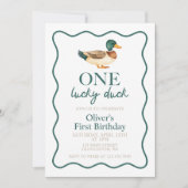 Eén Lucky Duck eerste verjaardag Kaart (Voorkant)