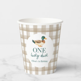 Eén Lucky Duck eerste verjaardag Papieren Bekers