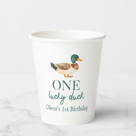 Eén Lucky Duck eerste verjaardag Papieren Bekers