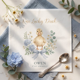 Eén Lucky Duck Eerste Verjaardagsfeest Servetten