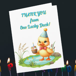 Een Lucky Duck Foto Girly Kids Verjaardag Bedankt Kaart