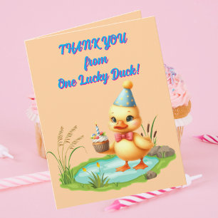 Een Lucky Duck Foto Girly Kids Verjaardag Bedankt Kaart