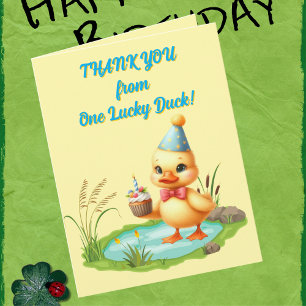 Een Lucky Duck Foto Girly Kids Verjaardag Bedankt Kaart