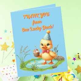 Een Lucky Duck Foto Girly Kids Verjaardag Bedankt Kaart